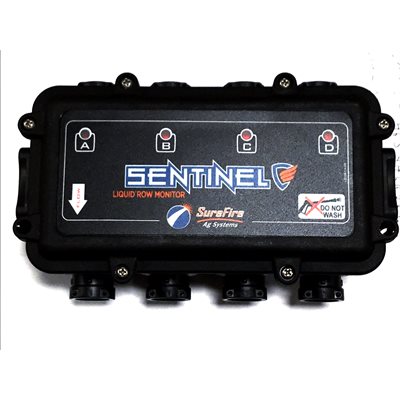 4 Row Electro Magnetic Sentinel Flow Meter (10oz to 202 oz per min per row) .08 - 1.6 GPM 