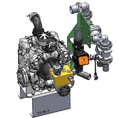 Complete PR40 Diaphragm Pump with Hydraulic Motor, PWM Valve, and RPM Sensor - Riser Mount